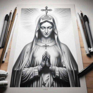 mary-with-crown – tattoo design ideas free ai generated – natural-color-palette – for-wrist-side – Gallery: mary-inkby-ai