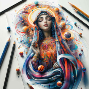 mary-with-crown-of-thorns – tattoo design ideas free ai generated – illusion-of-depth – for-lower-chest – Gallery: mary-inkby-ai