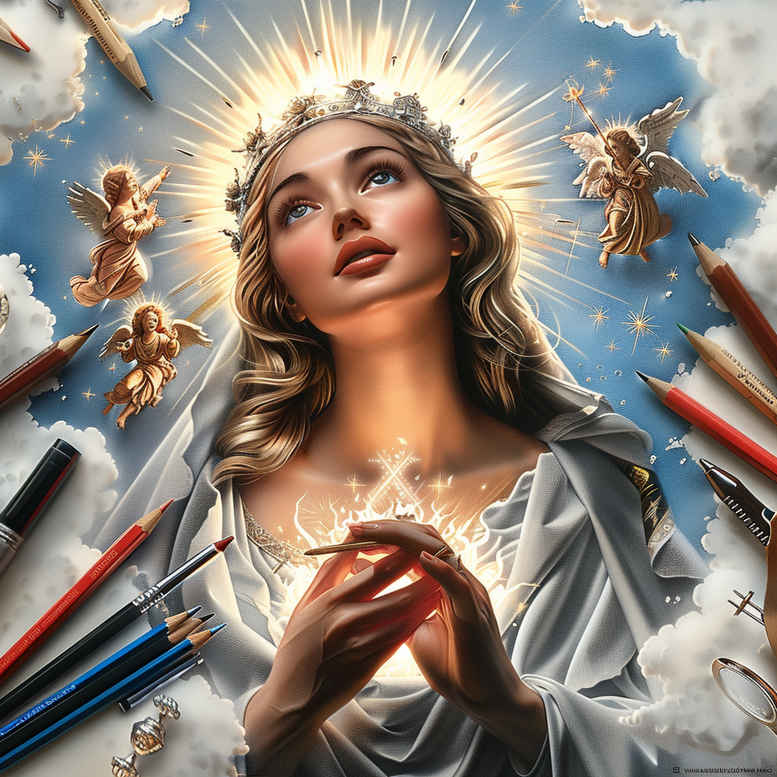 mary-with-crown-of-thorns – tattoo design ideas free ai generated – soft-highlights – for-forearm – Gallery: mary-inkby-ai