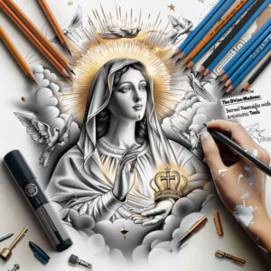 mary-with-detail – tattoo design ideas free ai generated – volume-effect – for-toe – Gallery: mary-inkby-ai