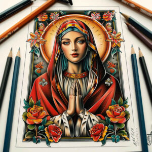 mary-with-grace – tattoo design ideas free ai generated – natural-contours – for-toe – Gallery: mary-inkby-ai