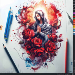 mary-with-grace – tattoo design ideas free ai generated – reflective-light – for-fingers – Gallery: mary-inkby-ai