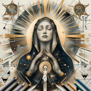 mary-with-grace – tattoo design ideas free ai generated – volume-effect – for-elbow – Gallery: mary-inkby-ai