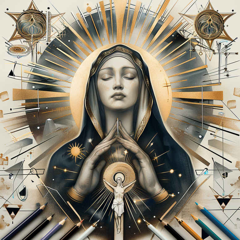 mary-with-grace – tattoo design ideas free ai generated – volume-effect – for-elbow – Gallery: mary-inkby-ai