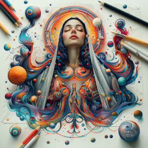mary-with-halo – tattoo design ideas free ai generated – light-play – for-lower-back – Gallery: mary-inkby-ai