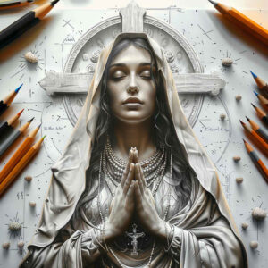 mary-with-light – tattoo design ideas free ai generated – moist-effect – for-thigh – Gallery: mary-inkby-ai