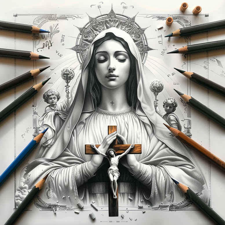 mary-with-light – tattoo design ideas free ai generated – ultra-sharp – for-spine – Gallery: mary-inkby-ai