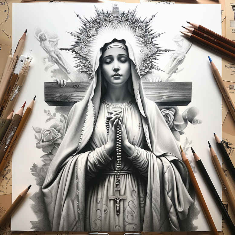 mary-with-prayer – tattoo design ideas free ai generated – ai-generated-realism – for-fingers – Gallery: mary-inkby-ai