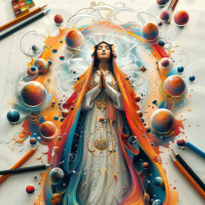 mary-with-prayer – tattoo design ideas free ai generated – gentle-shadow – for-thigh – Gallery: mary-inkby-ai