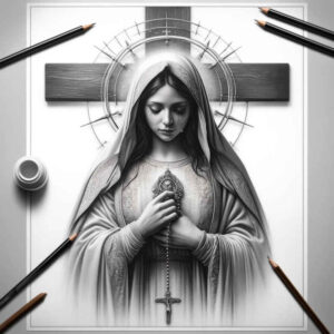 mary-with-prayer – tattoo design ideas free ai generated – lifelike-eyes – for-thigh – Gallery: mary-inkby-ai