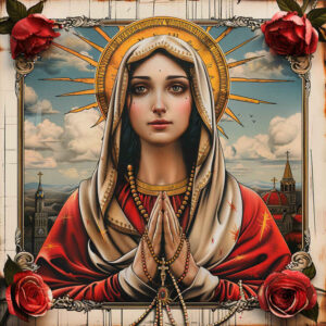 mary-with-prayer – tattoo design ideas free ai generated – reflective-light – for-shoulder – Gallery: mary-inkby-ai