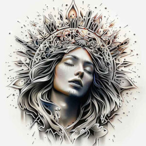 mary-with-rose – tattoo design ideas free ai generated – real-life-shading – for-upper-arm – Gallery: mary-inkby-ai