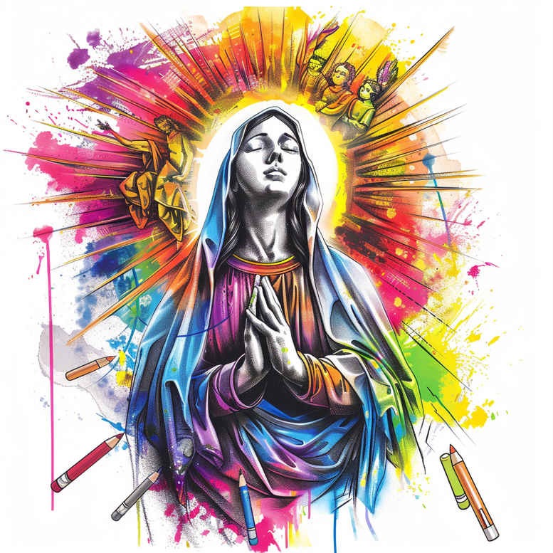 mary-with-shadow – tattoo design ideas free ai generated – depth-perception – for-ribs – Gallery: mary-inkby-ai