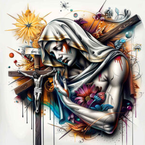 mary-with-stars – tattoo design ideas free ai generated – hyper-detail – for-back – Gallery: mary-inkby-ai