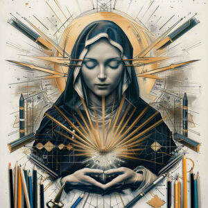 mary-with-symbol – tattoo design ideas free ai generated – digital-realism – for-ankle – Gallery: mary-inkby-ai