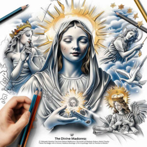 mary-with-symbol – tattoo design ideas free ai generated – focal-blur – for-wrist – Gallery: mary-inkby-ai