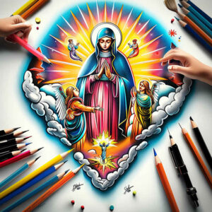 mother-mary – tattoo design ideas free ai generated – ink-layering – for-nape – Gallery: mary-inkby-ai