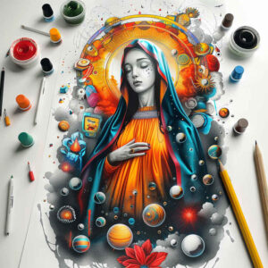 mother-mary – tattoo design ideas free ai generated – organic-structure – for-elbow – Gallery: mary-inkby-ai