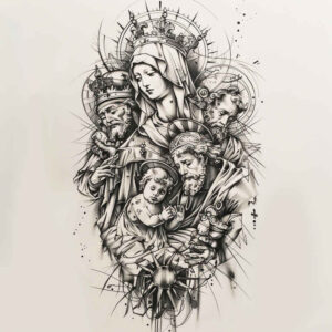 mother-mary – tattoo design ideas free ai generated – realistic-perspective – for-spine – Gallery: mary-inkby-ai