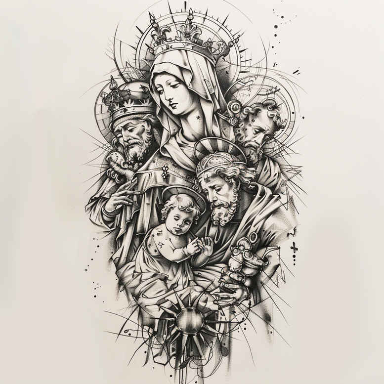 mother-mary – tattoo design ideas free ai generated – realistic-perspective – for-spine – Gallery: mary-inkby-ai