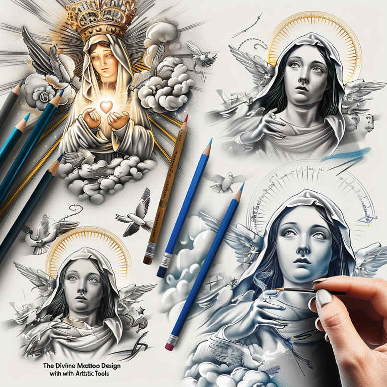 mystical-mary – tattoo design ideas free ai generated – anatomical-accuracy – for-upper-back – Gallery: mary-inkby-ai