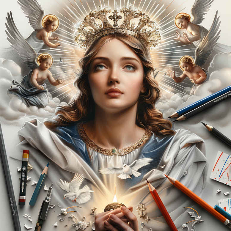 realistic-mary – tattoo design ideas free ai generated – textured-light – for-neck – Gallery: mary-inkby-ai