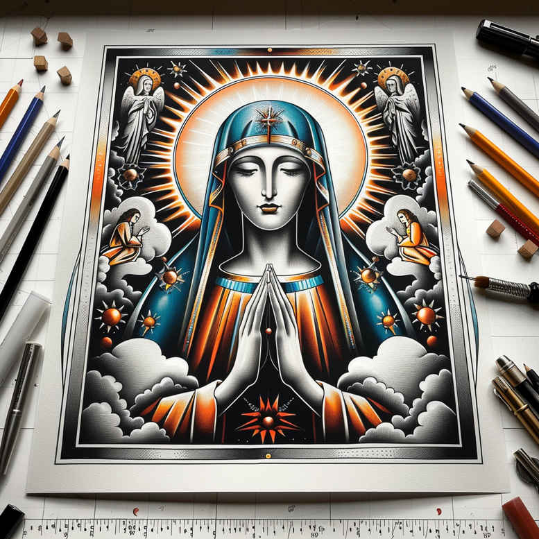 realistic-mary – tattoo design ideas free ai generated – true-skin – for-ankle – Gallery: mary-inkby-ai