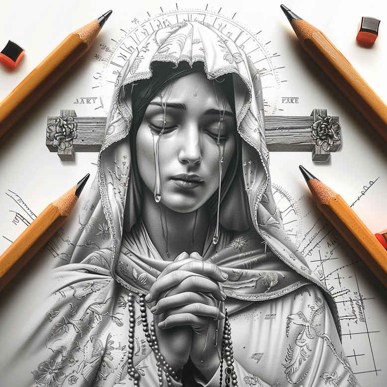 spiritual-mary – tattoo design ideas free ai generated – clean-lines – for-spine – Gallery: mary-inkby-ai