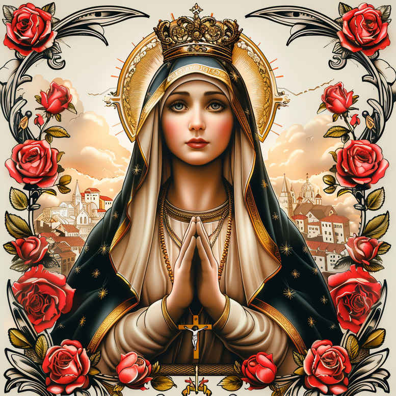 spiritual-mary – tattoo design ideas free ai generated – clean-whites – for-abdomen – Gallery: mary-inkby-ai