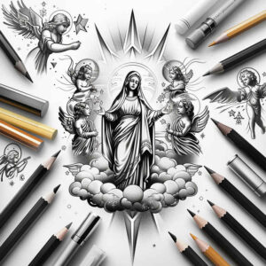 spiritual-mary – tattoo design ideas free ai generated – contrast-ink – for-neck – Gallery: mary-inkby-ai