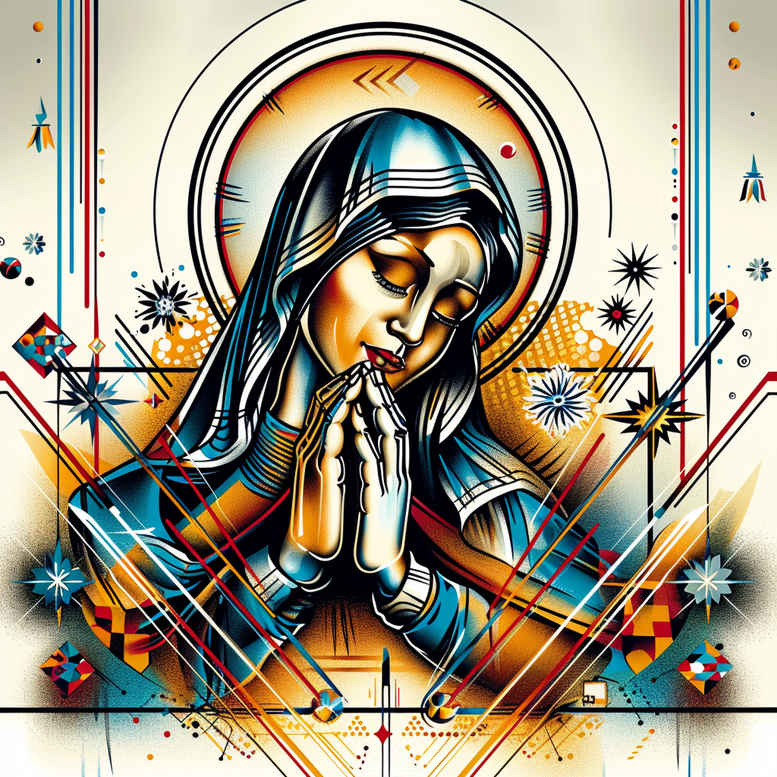 spiritual-mary – tattoo design ideas free ai generated – refined-contrast – for-upper-back – Gallery: mary-inkby-ai
