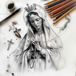 mary tattoo design ideas volume effect blessed figure for outer arm