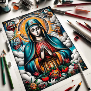 mary tattoo design ideas hyper-detailed blessed symbol of determination