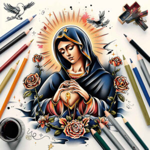 mary tattoo design ideas Surrealism transcendent caring for biceps