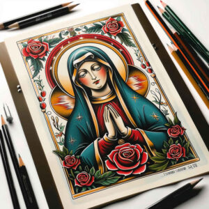mary tattoo design ideas Realism natural tones caring for upper chest
