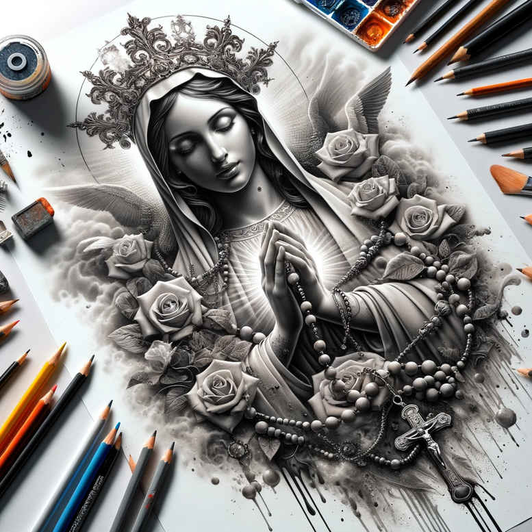 mary tattoo design ideas moody caring strength and power