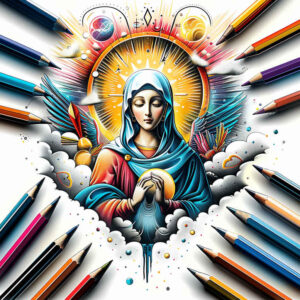mary tattoo design ideas line-art compassionate for triceps