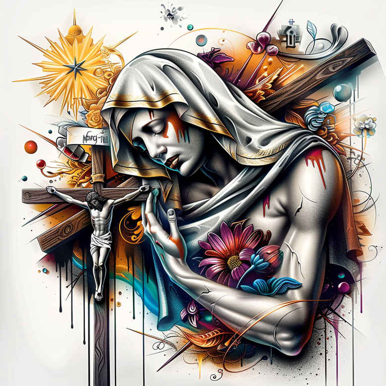 mary tattoo design ideas Realism subtle gradients compassionate meaning courage
