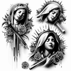 mary tattoo design ideas layered fill compassionate symbolising strength