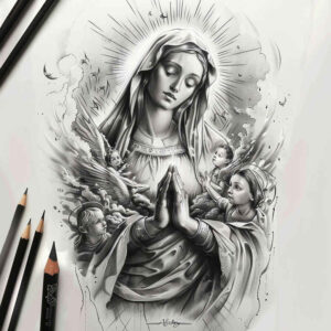mary tattoo design ideas distorted perspective devotional for back