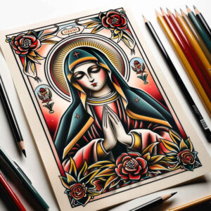 mary tattoo design ideas Surrealism unearthly devotional for scapula