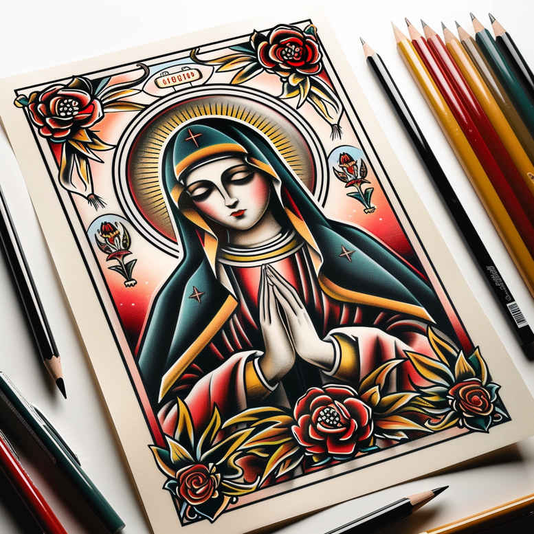mary tattoo design ideas Surrealism unearthly devotional for scapula