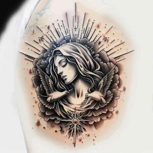 mary tattoo design ideas Surrealism visual paradox divine love stands for resilience