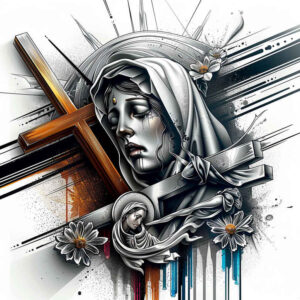 mary tattoo design ideas deep blacks faith embodying strength