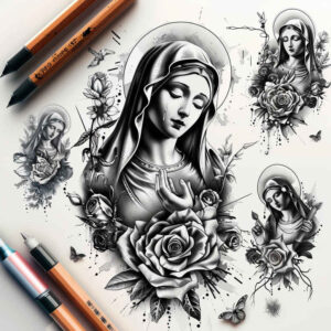 mary tattoo design ideas high-contrast gentle meaning resilience