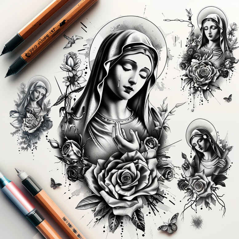 mary tattoo design ideas high-contrast gentle meaning resilience