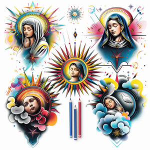 mary tattoo design ideas Realism subtle gradients holy for biceps
