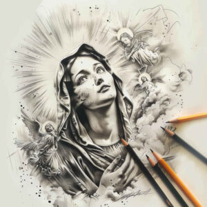 mary tattoo design ideas color richness holy for side