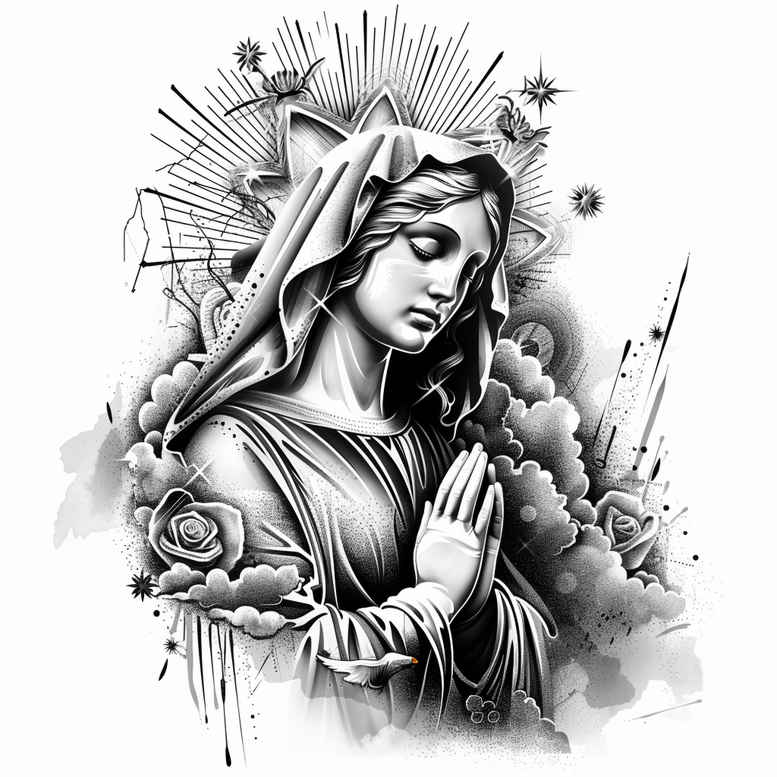mary tattoo design ideas ultra-detailed holy grace for upper chest