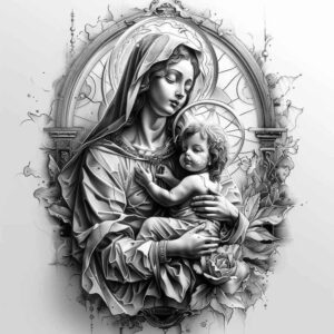 mary tattoo design ideas Surrealism phantasm holy presence for chest